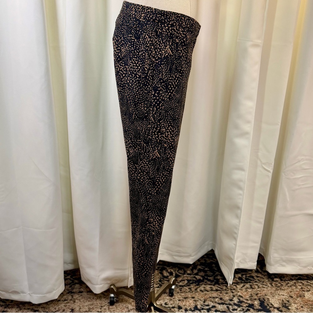 Etcetera Tan & Black Abstract Speckled Print Slim Leg Zip Hem Trousers Size 0 - Picture 13 of 14